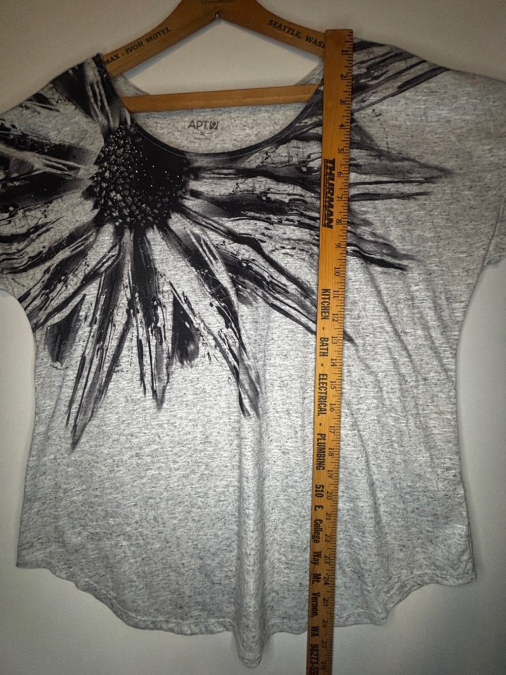 Gray Apt. 9 Embelished Floral Graphic Scoop Neck Linen Blend Top -XL- - Picture 13 of 13